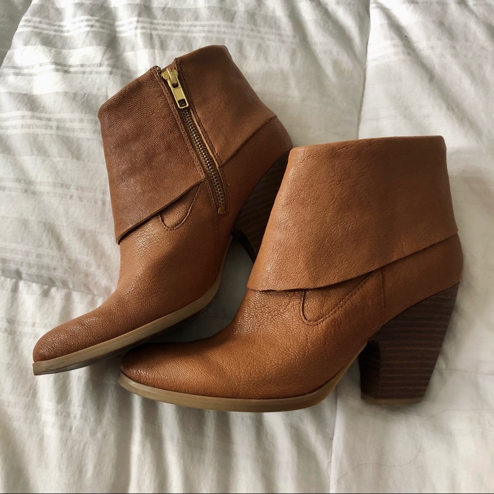 Leather Heeled Tan Booties